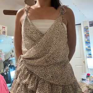 Express Cream Polka Dot Wrap Blouse